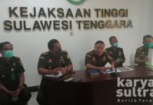 Kejaksaan Tinggi (Kejati) Sulawesi Tenggara saat Konferensi Pers pengungkapan kasus kejahatan Korupsi.